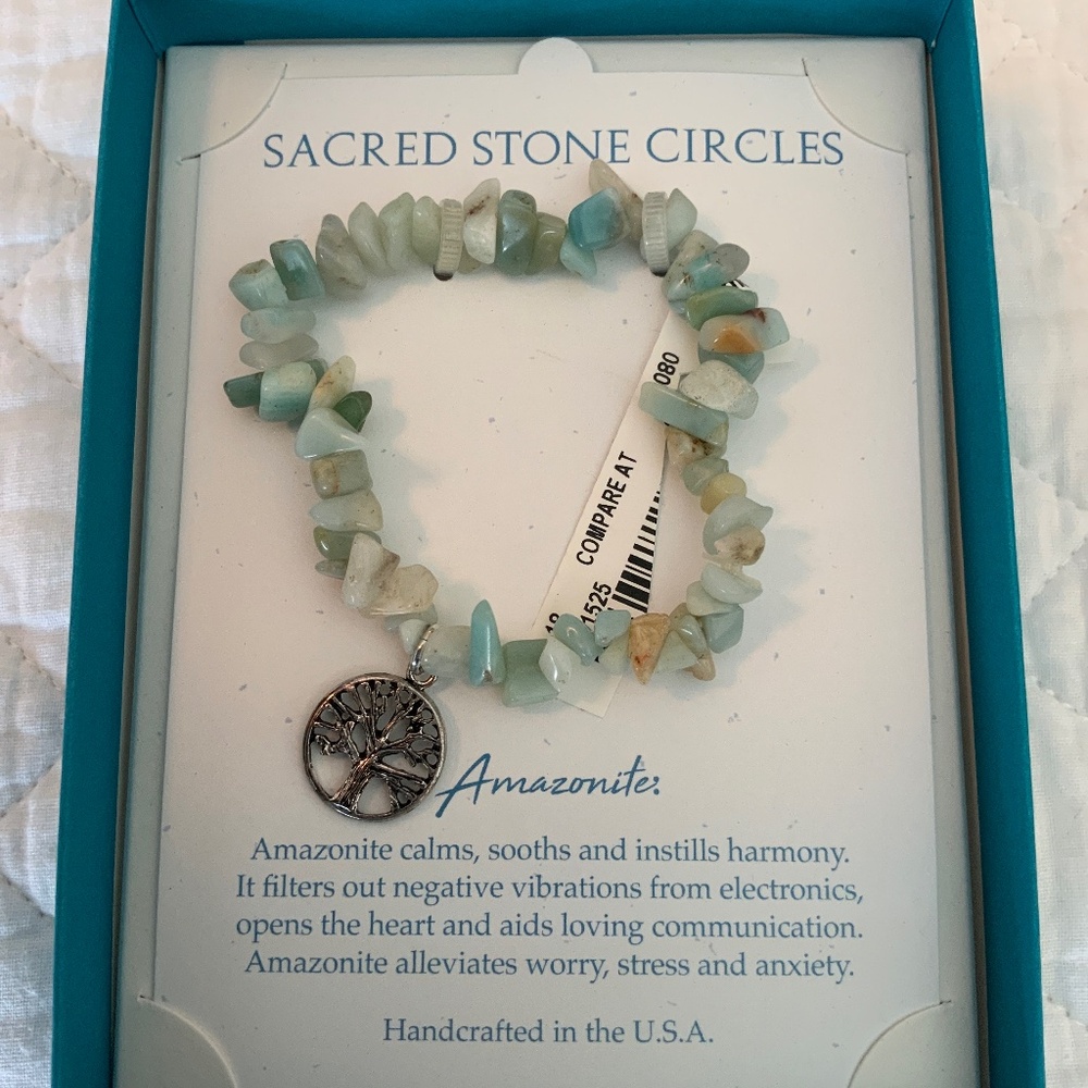 Gemstone Bracelet - Sacred Stone Circles Amazonite - Handcrafted in the USA